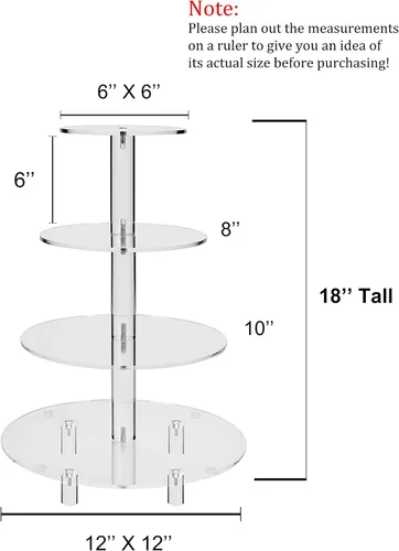 Vista 3 de Soporte para panqués de 4 niveles redondo, para bodas, de acrílico, torre de panqués, mostrador de panqués (4 niveles), Transparente