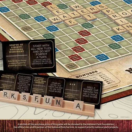 Vista 5 de USAOPOLY Scrabble: Parques Nacionales A partir de 8 años 2-4 jugadores 1 juego, marrón equipo de juego de césped