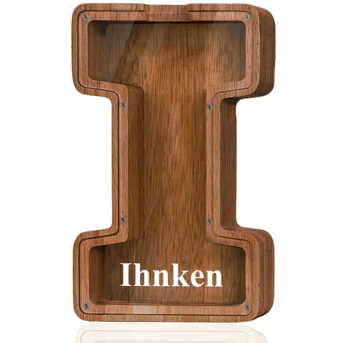Vista 83 de Alcancía de madera grande personalizada con letras – Alcancía de letras para niños y niñas, regalo de cumpleaños (A)