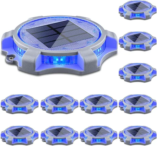 Vista 10 de SIEDiNLAR Luces solares para cubierta al aire libre, 2 modos, muelle LED, marcadores de entrada, luz impermeable para escalones, pasarela, escalera