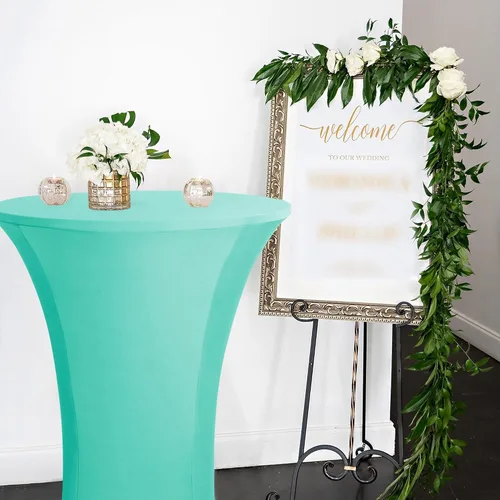 Vista 6 de HolidayIdeas Fundas para Mesa de Cóctel, Paquete de 2 - Manteles de Cóctel de Spandex Elástico Ajustado con Esquinas Cuadradas