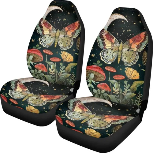 Vista 22 de INSTANTARTS Fundas de asiento de coche con diseño de dalia estética, solo para asientos delanteros, protector de asiento de vehículo, 2 unids/set