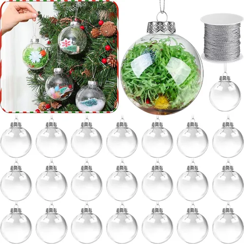 Vista 12 de Wettarn 12 bolas de adornos de Navidad transparentes de 4 pulgadas