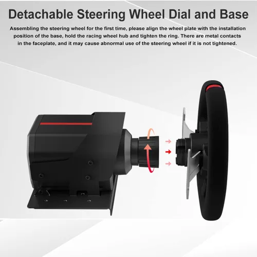 Vista 3 de Force Feedback Steering Wheel, PXN V10 Real Force Feedback Driving Wheel with 6+1 Speed Shifter and Adjustable Magnetic Pedals, Stainless Steel