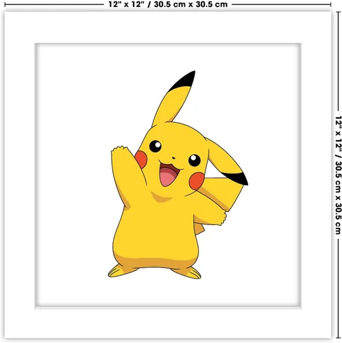 Vista 7 de Trends International Gallery Pops Pokemon - Pikachu Waving Pose - Arte de pared, versión enmarcada blanca, 12 x 12 pulgadas Versión enmarcada