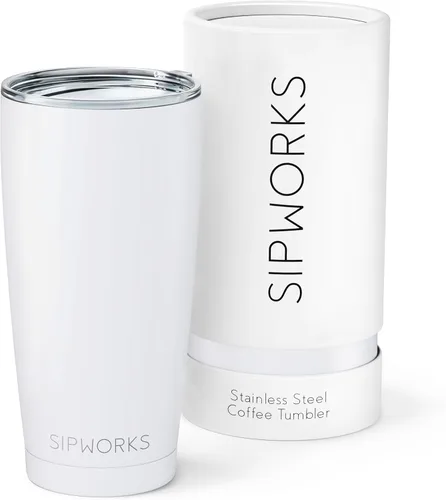Vista 10 de Sipworks Vaso de café – Taza de café de viaje aislada de 20 onzas, resistente a derrames, de acero inoxidable, taza de café grande con tapa