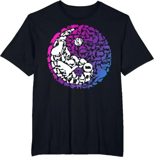 Vista 27 de Cute Kitty Cats and Zen Spirit Peace & Love Yin Yang - Camiseta de gato Negro