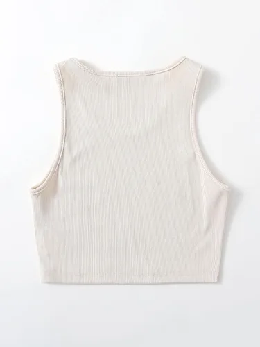 Vista 2 de SOLY HUX Camiseta corta sin mangas con estampado de letras casuales para mujer