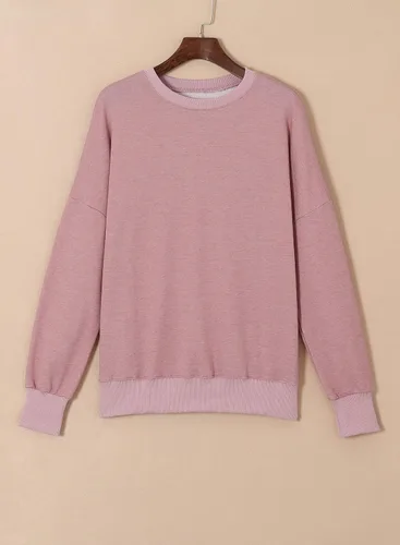 Vista 45 de SHEWIN Sudadera casual de manga larga con cuello redondo para mujer, ligera, holgada