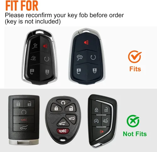 Vista 5 de Funda de llavero Accesorios para Cadillac para Cadi Escalade ESV 6 botones, funda de TPU (negro)