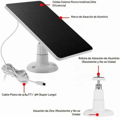 Vista 2 de Cargador de panel solar - Resistente a la intemperie, panel solar de 4 W 5 V, montaje en pared, panel de carga solar de baja potencia, impermeable