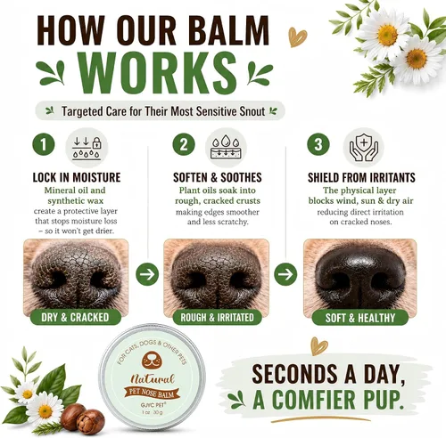 Vista 5 de Snout Soothing - Bálsamo nasal para perros y gatos, bálsamo natural curativo e hidratante para hocicos secos y agrietados, fórmula de piel calmante