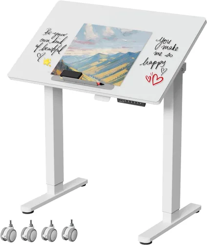 Vista 11 de Escritorio de pie de cristal negro de 35 pulgadas, mesa de dibujo