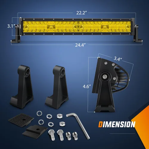 Vista 2 de Nilight - Barra de luz LED ámbar de 22 pulgadas, 480 W, triple fila, haz puntual y disperso, impermeable, iluminación todoterreno, con arnés
