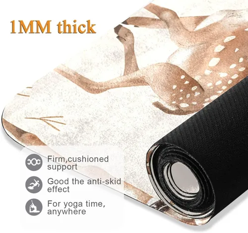 Vista 5 de Deer Yoga Mat Non Slip Thick Kids Eco Friendly Rubber Workout Foldable Yoga Mat Women Exercise