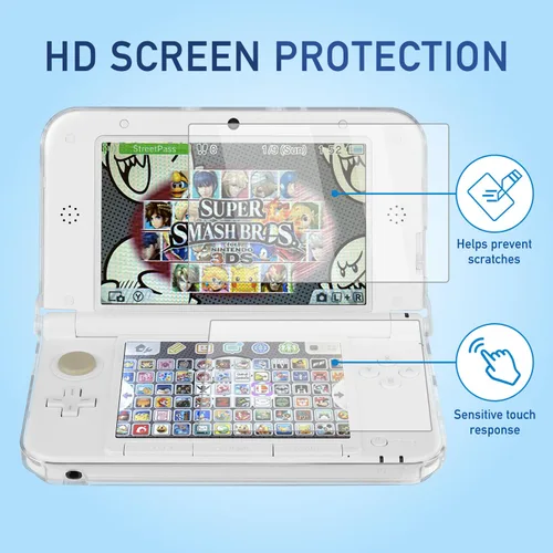 Vista 4 de 3-in-1 Accessories Kit for Nintendo 3DS XL/LL – Protective Bundle Includes Clear Hard Case + Screen Protectors (Tempered Glass & PET) + 4 Stylus