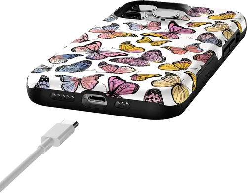 Vista 8 de Casely Funda para iPhone 13 Pro Free Spirit Mariposa arcoíris Compatible con MagSafe Diseño protector audaz