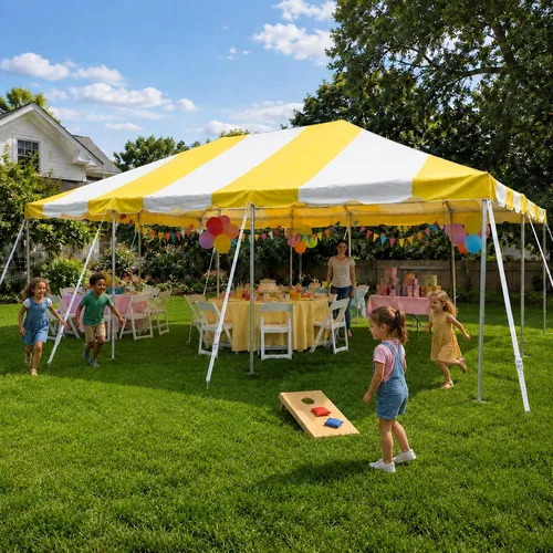 Vista 9 de Party Tents Direct Carpa para Fiesta de 20x30 - Marco de Acero - Gazebo al Aire Libre, Pabellón, Sombrilla para Sol, Refugio para Acampada - Verde