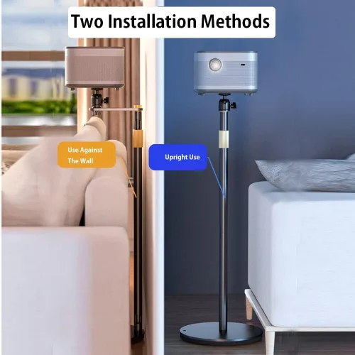 Vista 2 de HVAYING Soporte para proyector, giratorio de 360°, soporte oculto para sofá contra pared, altura ajustable, mini soporte de montaje en pared