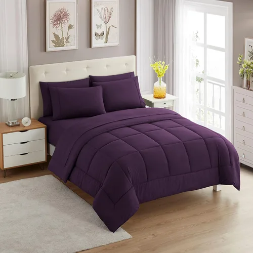 Vista 86 de Sweet Home Collection Juego de edredón de 7 piezas de color sólido para todas las estaciones, manta alternativa de plumón suave y lujosas sábanas