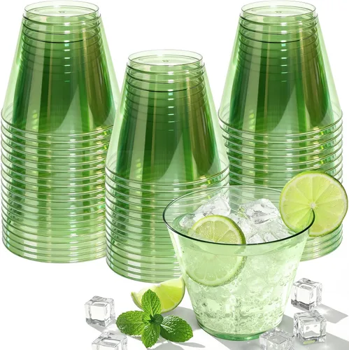 Vista 13 de Glowserve Paquete de 50 vasos de plástico transparente de 9 onzas, vasos de plástico azul transparente para cóctel, vasos desechables para fiestas