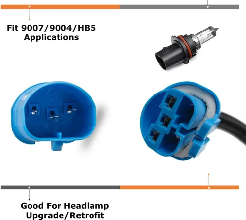 Vista 3 de iJDMTOY 9007 HB5 - Cables de fusión de 2 vías compatibles con el uso de conversión de retroadaptación de luz del mercado de accesorios