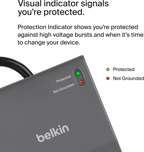 Vista 5 de Belkin Protector contra sobretensiones serie para el hogar y la oficina de 12 tomas, cable de 8 pies, gris