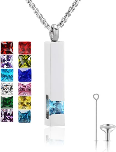 Vista 100 de YOUFENG collar con urna para cenizas, cubos de piedras natales, urna para cenizas humanas, collar de urna de cremación, relicario, recuerdo