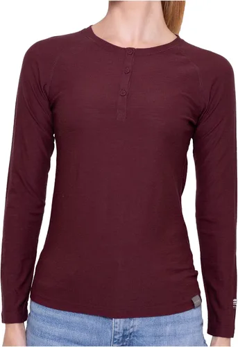 Vista 12 de MERIWOOL Camiseta térmica de lana merino ligera de manga larga Henley para mujer Negro
