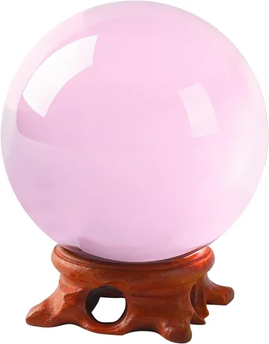 Vista 11 de Bola de Cristal Ámbar Pequeña 60mm/2.3 pulgadas con Soporte de Madera Rosa y Caja de Regalo para Fotografía de Lensball, Adivinadora, Feng Shui