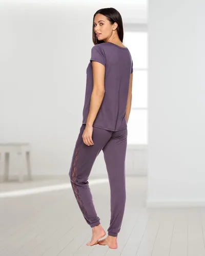 Vista 5 de bebe Conjunto de pijama para mujer camisa de manga corta con pantalones de pijama