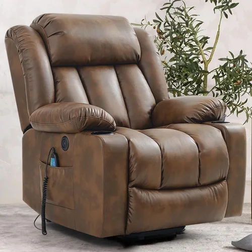 Vista 16 de PARKOL Silla reclinable eléctrica para ancianos y personas mayores, sillón reclinable eléctrico de cuero transpirable con masaje por vibración
