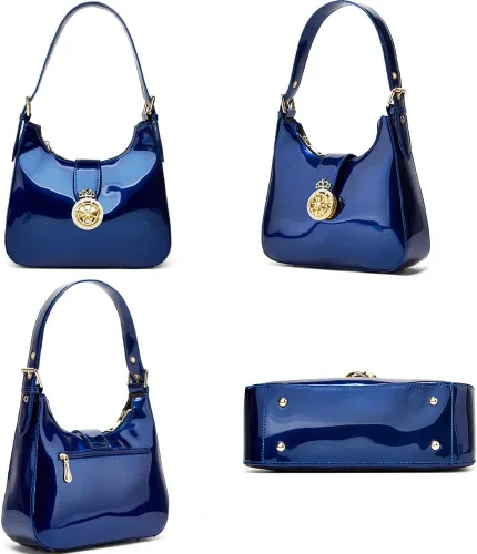 Vista 6 de ZiMing Bolso de mano de charol brillante para mujer, bolso hobo vintage, bolso de hombro, bolso pequeño para fiesta y boda
