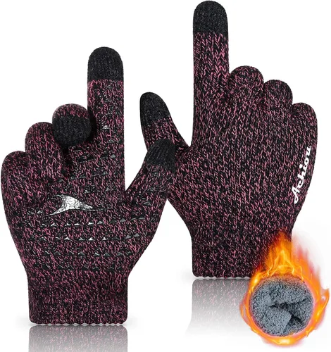Vista 15 de Achiou Guantes de invierno para hombres y mujeres, guantes para pantalla táctil, gel de silicona antideslizante grueso mejorado, forro térmico