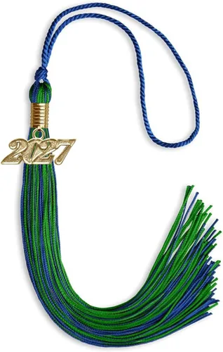 Vista 39 de Endea Graduation - Borla de doble color mixto con fecha dorada (negro/dorado antiguo, 2021)