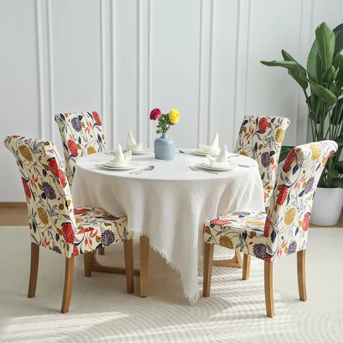 Vista 4 de FORCHEER Juego de 4 fundas para sillas de comedor para comedor, fundas elásticas para sillas de comedor y cocina, lavables y extraíbles