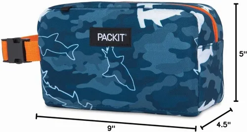 Vista 9 de PackIt Caja de Aperitivos Congelable, Camuflaje Tiburón, Construida con Tecnología ECOFREEZE, Plegable, Reutilizable, Cierre con Cremallera y Asa