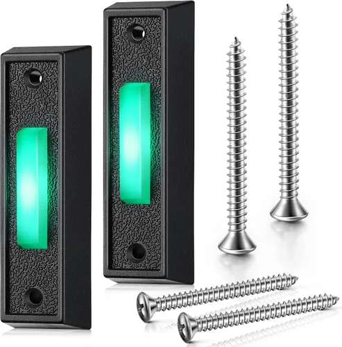 Vista 8 de Saillong Botón de timbre con iluminación LED con cable, botones de timbre de repuesto para puerta de garaje, botón de montaje en pared, interruptor