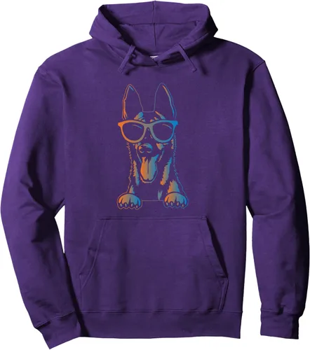 Vista 11 de Sudadera con capucha estilo malinois estilo retro vintage de pastor belga malinois belga, Negro