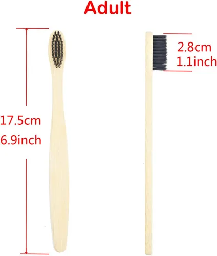Vista 6 de SEVENHEAD 10 cepillos de dientes de bambú cerdas suaves de madera para adultos, cepillos de dientes naturales biodegradables libres de BPA