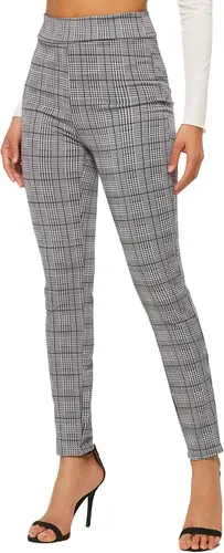 Vista 4 de SweatyRocks - Mallas de estilo informal para mujer, pantalones de trabajo elásticos de cintura alta