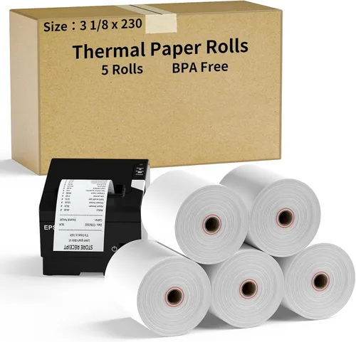 Vista 7 de CLASSY Rollo de papel de registro térmico de 2 1/4" x 50' pies, 5 rollos