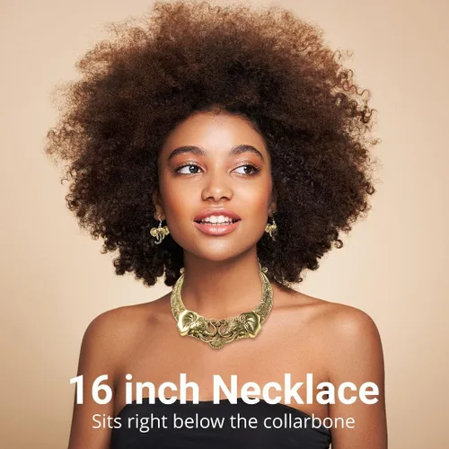Vista 5 de Shop LC Elephant Earrings & Necklace Set - Jewelry for Women - Chunky Statement Jewelry Set in Ion Plated Yellow & Rose Gold & Stainless Steel - 16
