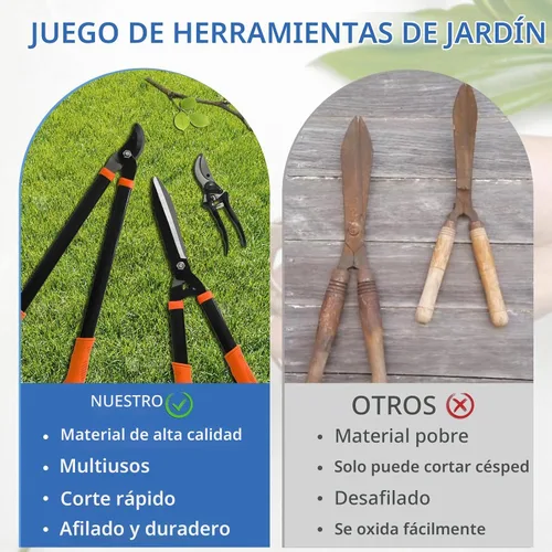 Vista 6 de ECOOPTS Juego de herramientas de jardín de 3 piezas con podadora, tijeras de setos y podadora de derivación, kit de cuidado de árboles y arbustos