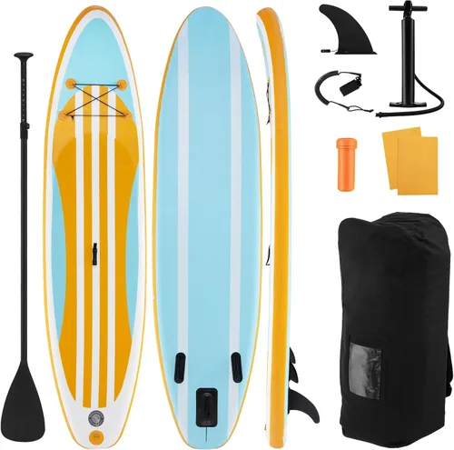 Vista 10 de GYMAX Tabla de remo, tabla de remo inflable con accesorios de SUP, aleta extraíble, paleta, bomba, correa y bolsa de transporte, tablas de remo