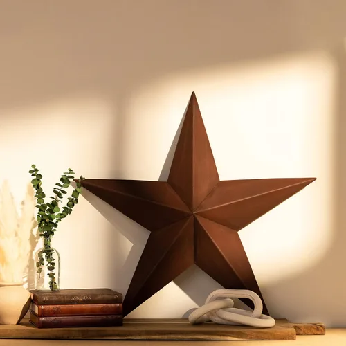 Vista 2 de Estrella de metal, color negro o rojo, Metal, Burgundy, 18" x 18