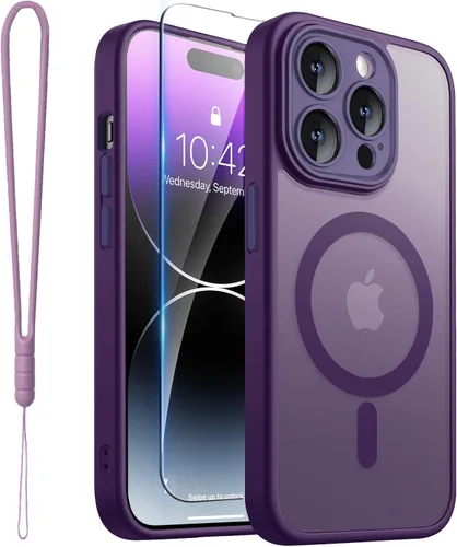 Vista 44 de ROYBENS Funda transparente mate para iPhone 12 Pro-Max compatible con Magsafe, protección completa de lente de cámara, protector de pantalla, correa