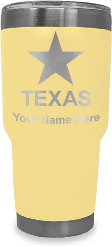 Vista 7 de LaserGram Vaso aislado al vacío de 20 onzas, bandera de Texas, grabado personalizado incluido (negro)