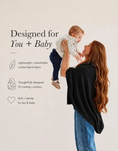 Vista 2 de Poncho transpirable para lactancia – Elegante bufanda multiusos para lactancia materna, funda de asiento de coche y manta de bebé para madres