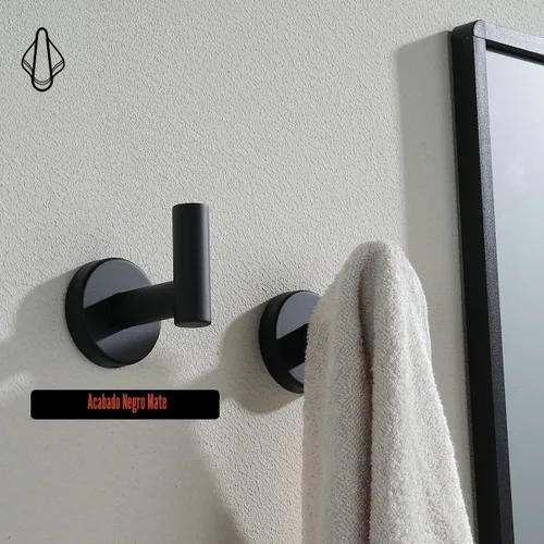 Vista 6 de JQK TH100-PB-P2 - Gancho negro para toallas de baño, cocina, garaje, montaje en la pared (paquete de 2), acero inoxidable 304 negro mate, TH100-PB-P2